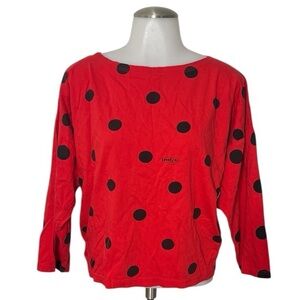 Medium Petite Evelyn Red Black Polka Dot Women's Top